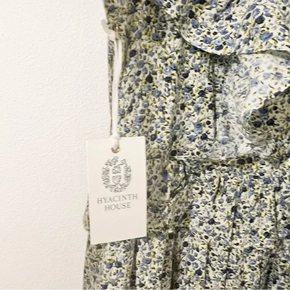 NWT Hyacinth House Tuckernuck Blue Floral Puff Sleeve Meadow Midi Dress Medium - Picture 6 of 6